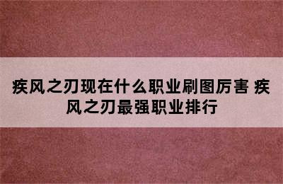 疾风之刃现在什么职业刷图厉害 疾风之刃最强职业排行